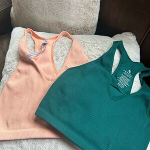FP Movement by Free People Peach and Teal Ribbed Tanks